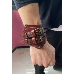 Kahverengi Deri Erkek Bileklik