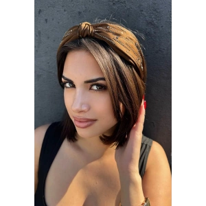 Kahverengi Düğüm Detaylı Taşlı Taç