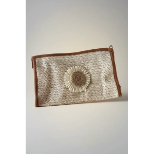 Kahverengi Hasır Seyahat Makyaj Çantası