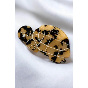 Kahverengi Kaplumbağa Figürlü Kemik Mandal Toka