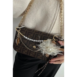 Kahverengi Karışık Figürlü Çanta Charm/ Anahtarlık