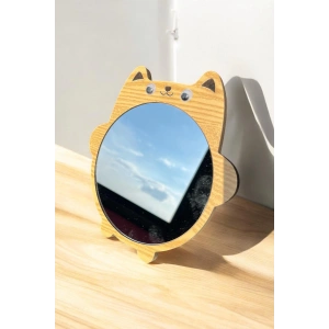 Kahverengi Kedi Figürlü Masa Aynası