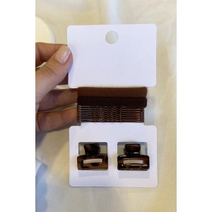 Kahverengi Lastik Toka Ve Mandal Toka Set