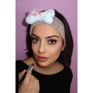 Kahverengi Love Yazılı Peluş Saç Bandı