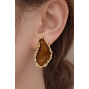 Kahverengi Metal Küpe (Çift)