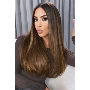 Kahverengi Ve Sarı Ombreli Dalgalı Peruk