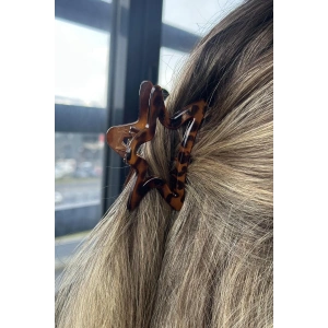 Kahverengi Yıldız Figürlü Leopar Desenli Mandal Toka