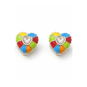 Kalp Figürlü Çift Taraflı Taş Detaylı Küpe (Çift)