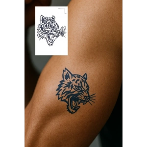 Kaplan Figürlü 12 Saat Sonra Kararan Geçici Dövme Tattoo