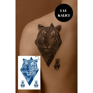 Kaplan Figürlü 12 Saat Sonra Kararan Geçici Orta Dövme Tattoo