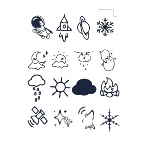 Karışık Figürlü 12 Saat Sonra Kararan Geçici Dövme Tattoo