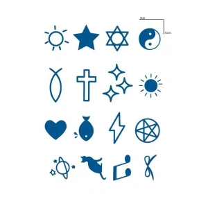 Karışık Figürlü 12 Saat Sonra Kararan Geçici Dövme Tattoo