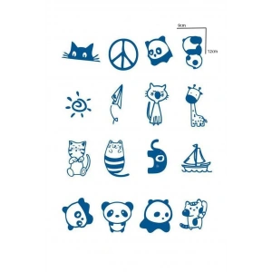 Karışık Figürlü 12 Saat Sonra Kararan Geçici Dövme Tattoo