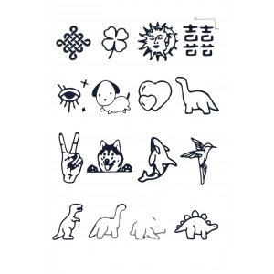 Karışık Figürlü 12 Saat Sonra Kararan Geçici Dövme Tattoo