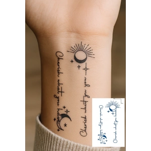 Karışık Figürlü 12 Saat Sonra Kararan Geçici Dövme Tattoo