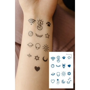 Karışık Figürlü 12 Saat Sonra Kararan Geçici Dövme Tattoo