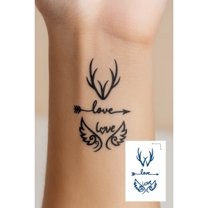 Karışık Figürlü 12 Saat Sonra Kararan Geçici Dövme Tattoo