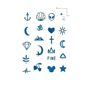 Karışık Figürlü 12 Saat Sonra Kararan Geçici Dövme Tattoo