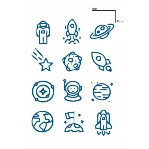 Karışık Figürlü 12 Saat Sonra Kararan Geçici Dövme Tattoo