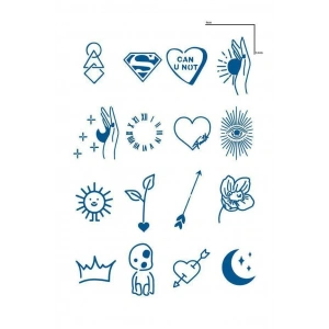 Karışık Figürlü 12 Saat Sonra Kararan Geçici Dövme Tattoo