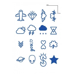 Karışık Figürlü 12 Saat Sonra Kararan Geçici Dövme Tattoo