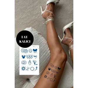 Karışık Figürlü 12 Saat Sonra Kararan Geçici Dövme Tattoo