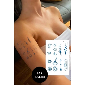 Karışık Figürlü 12 Saat Sonra Kararan Geçici Dövme Tattoo
