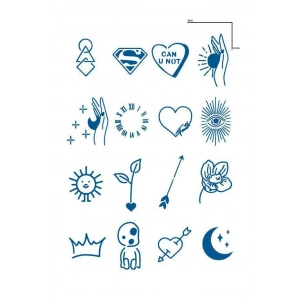 Karışık Figürlü 12 Saat Sonra Kararan Geçici Mini Dövme Tattoo