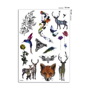 Karışık Minimal Hayvanlar Geçici Dövme Tattoo