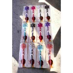 Karışık Renk 12li Çiçek Detaylı Topuz Kalemi