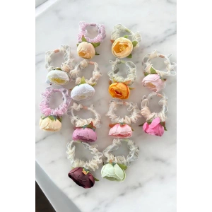 Karışık Renk 12li Çiçek Figürlü Simit Toka Set