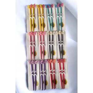 Karışık Renk 12li Kelebek Figürlü Topuz Kalemi