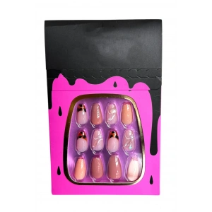 Karışık Renk 18li Karışık Desenli Takma Tırnak Set (Yapıştırıcılı)