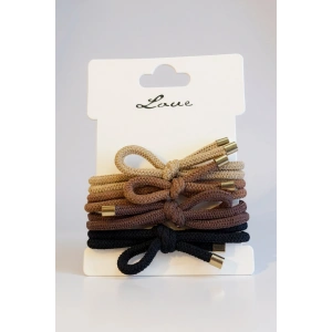 Karışık Renk 4lü Kurdele Detaylı Lastik Toka Set