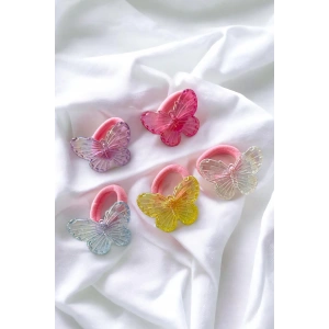 Karışık Renk 5li Kelebek Lastik Toka Set