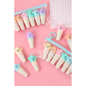 Karışık Renk 6lı Kaktüs Figürlü Fosforlu Kalem Set