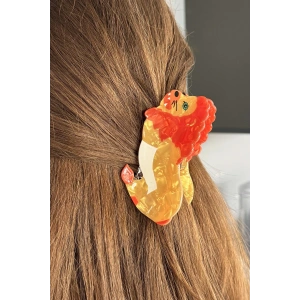 Karışık Renk Aslan Figürlü Kemik Mandal Toka