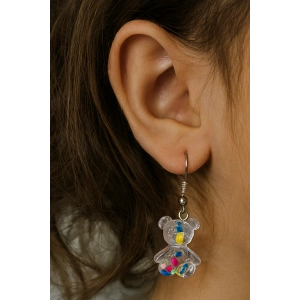 Karışık Renk Ayıcık Figürlü Çocuk Küpe (Çift)