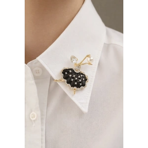 Karışık Renk Balerin Figürlü Taşlı Broş