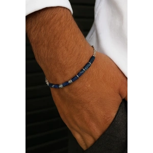 Karışık Renk Boncuk Detaylı Çelik Erkek Bileklik