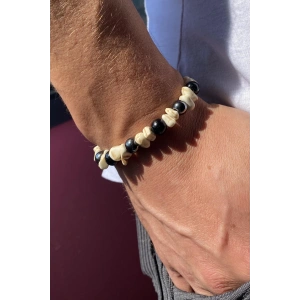 Karışık Renk Boncuk Detaylı Erkek Bileklik