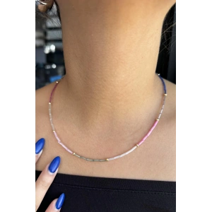 Karışık Renk Boncuk Detaylı Kolye