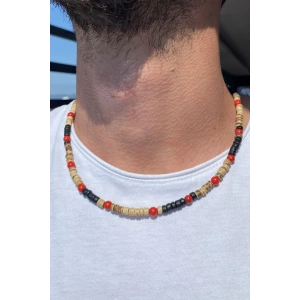 Karışık Renk Boncuk Figürlü Erkek Kolye