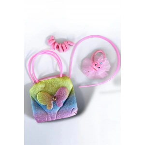 Karışık Renk Çanta, Toka, Taç Set