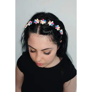 Karışık Renk Çiçek Figürlü Saç Bükücü Taç