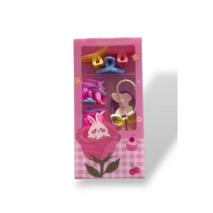 Karışık Renk Çocuk Havlu Toka Ve Saç Lastiği Mandal Toka Set