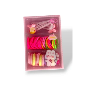 Karışık Renk Çocuk Havlu Toka Ve Saç Lastiği Yan Toka Set