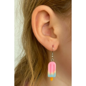 Karışık Renk Dondurma Figürlü Çocuk Küpe (Çift)