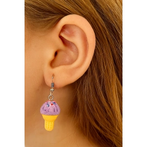 Karışık Renk Dondurma Figürlü Çocuk Küpe (Çift)