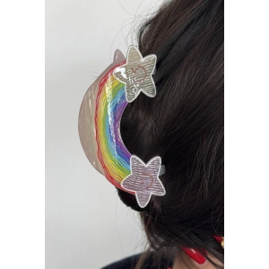 Karışık Renk Gökkuşağı Figürlü Kemik Mandal Toka